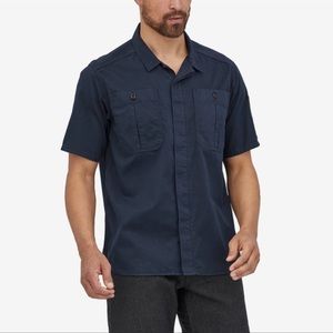 Patagonia Short Sleeve Hemp Blend Shop Shirt Navy Size XL